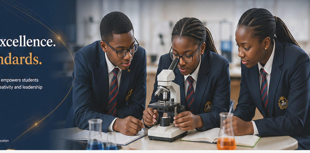 Students looking at microscope